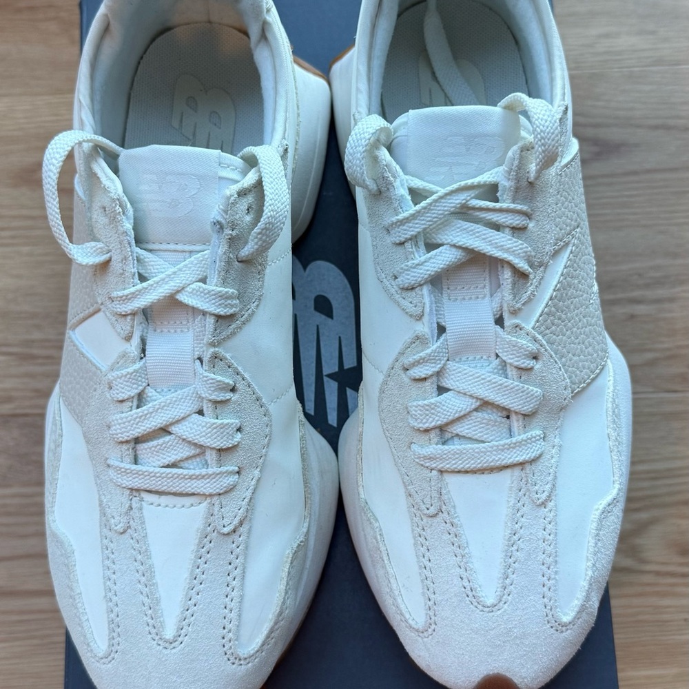 NEW BALANCE 327 Cream&White Leather&Suede Athletic Sneakers WS327NKD Size 7.5